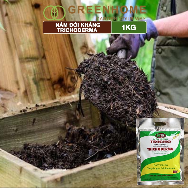 Phân vi sinh vật Trichoderma Greenhome, bao 1kg ủ phân, ủ rác, đậu tương, tưới gốc