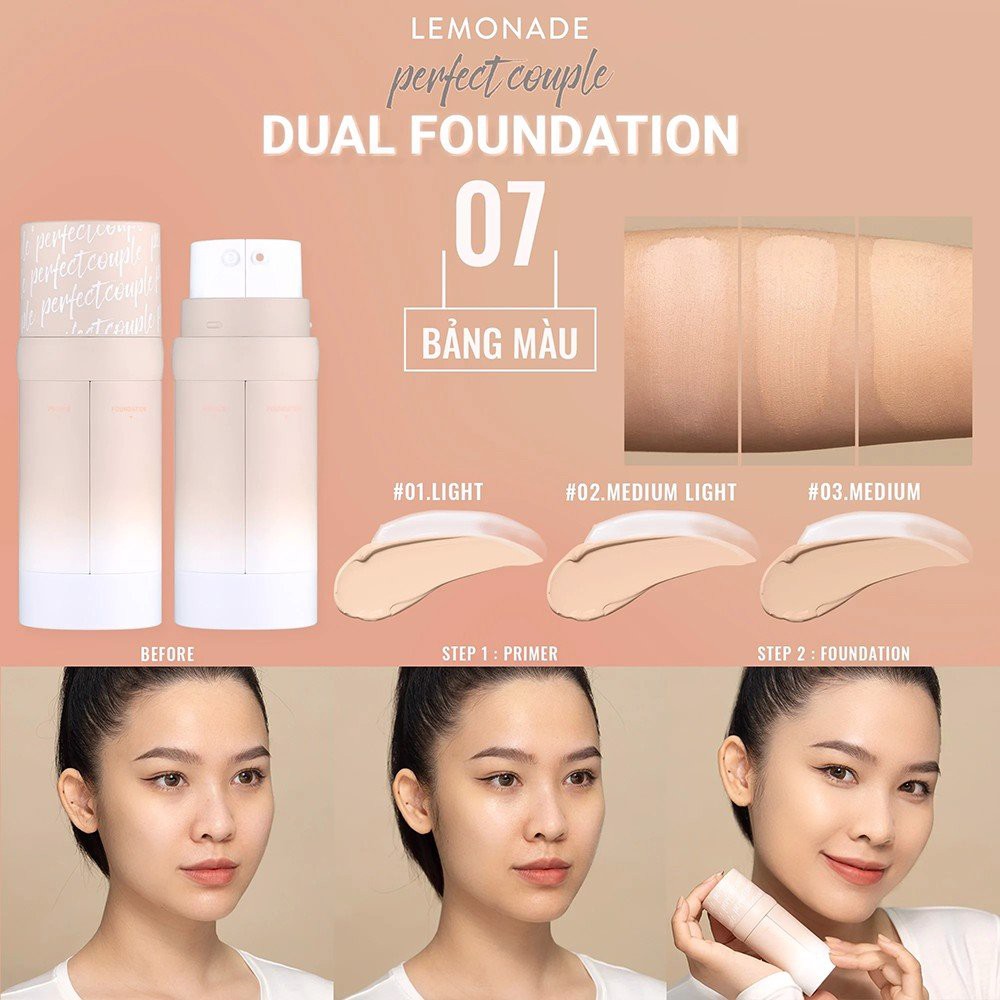  [CHÍNH HÃNG] Kem nền Kèm Kem Lót Lemonade Perfect Couple Dual Foundation 30g | BigBuy360 - bigbuy360.vn