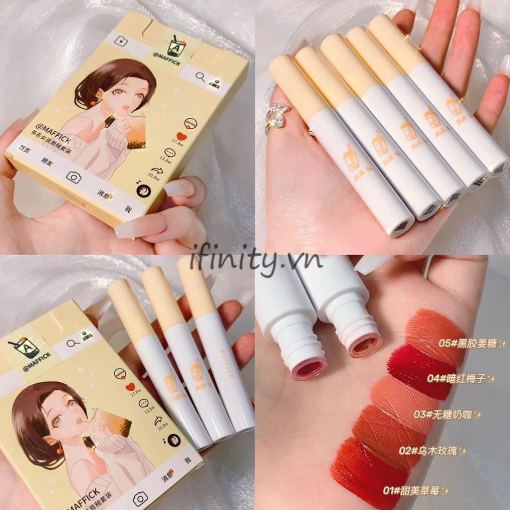 Set 5 cây Son MAFFICK nội địa trung - Set 5 cây Son màu đỏ - Hot trend 2021 💋