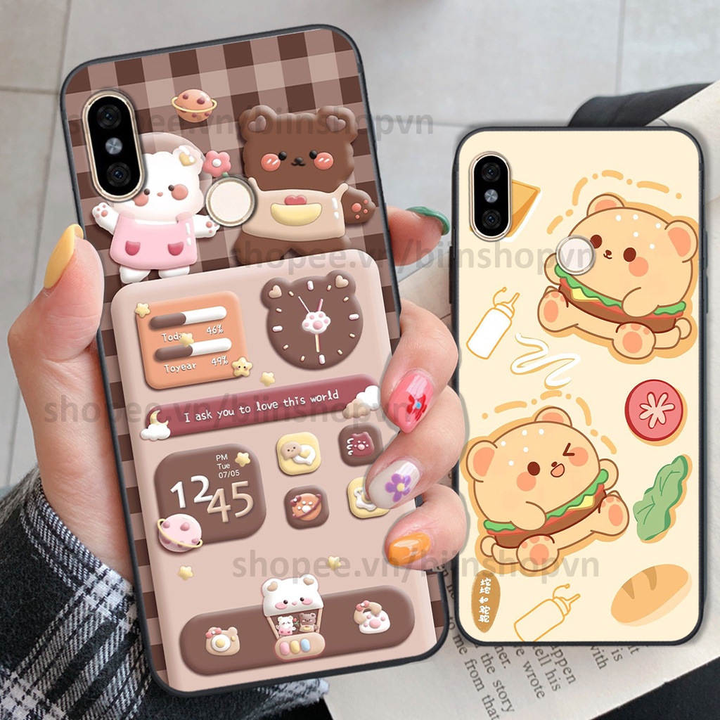 Ốp Xiaomi Mi A2 in hình gấu chocolate kẹo ngọt siêu đẹp siêu xinh