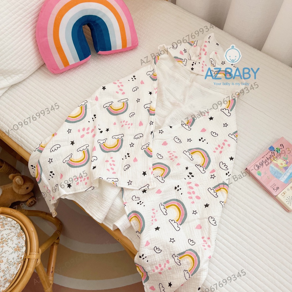 Áo choàng - Khăn choàng vải xô 6 lớp dày dặn, siêu mềm mại cho bé - AZ Baby