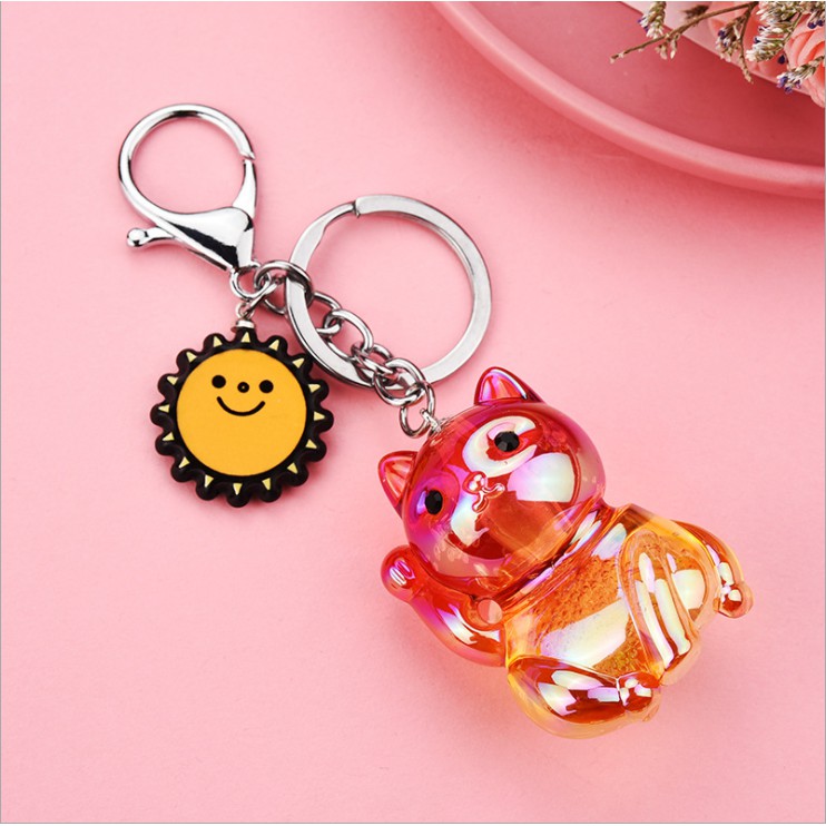 Móc khóa, móc túi Acrylic mèo thần tài trong suốt cute dùng làm quà tặng, dây treo balo, túi xách, ví cầm tay - Rap