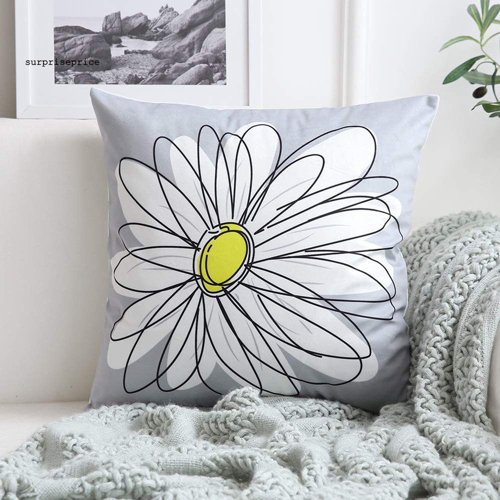 Áo gối in họa tiết hoa hướng dương / chữ Happy / Sunshine đẹp mắt dùng trang trí nhà / văn phòng / khách sạn