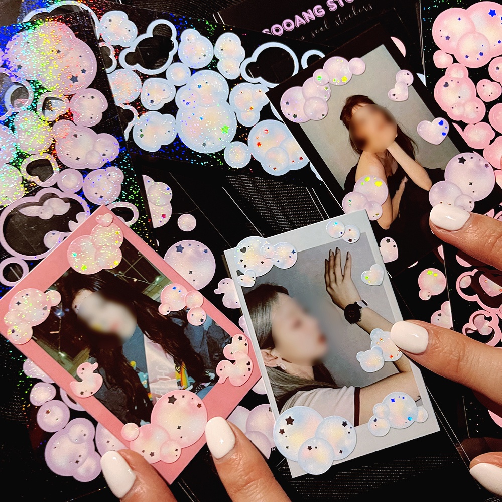 Miếng Dán Bong Bóng / Hình Dán Ba Chiều Hàn Quốc Dễ Thương / Tay Áo Tải Polco Tạp Chí DIY