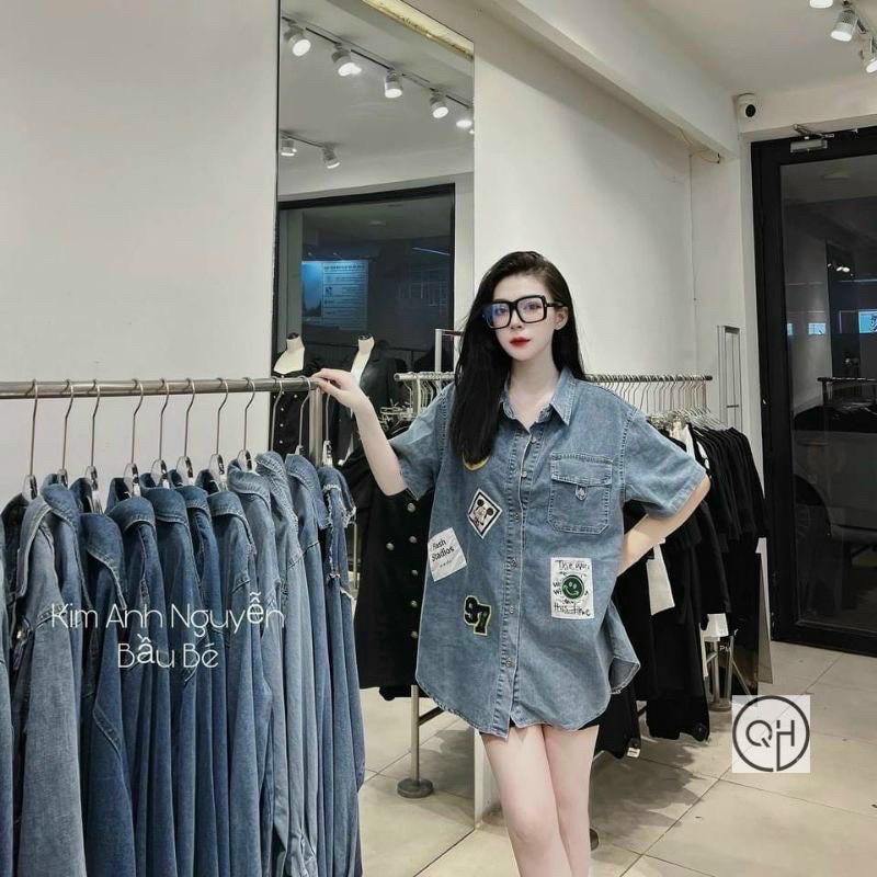 Áo sơ mi DENIM cộc tay loang siêu RẺ  MAIANHSHOP