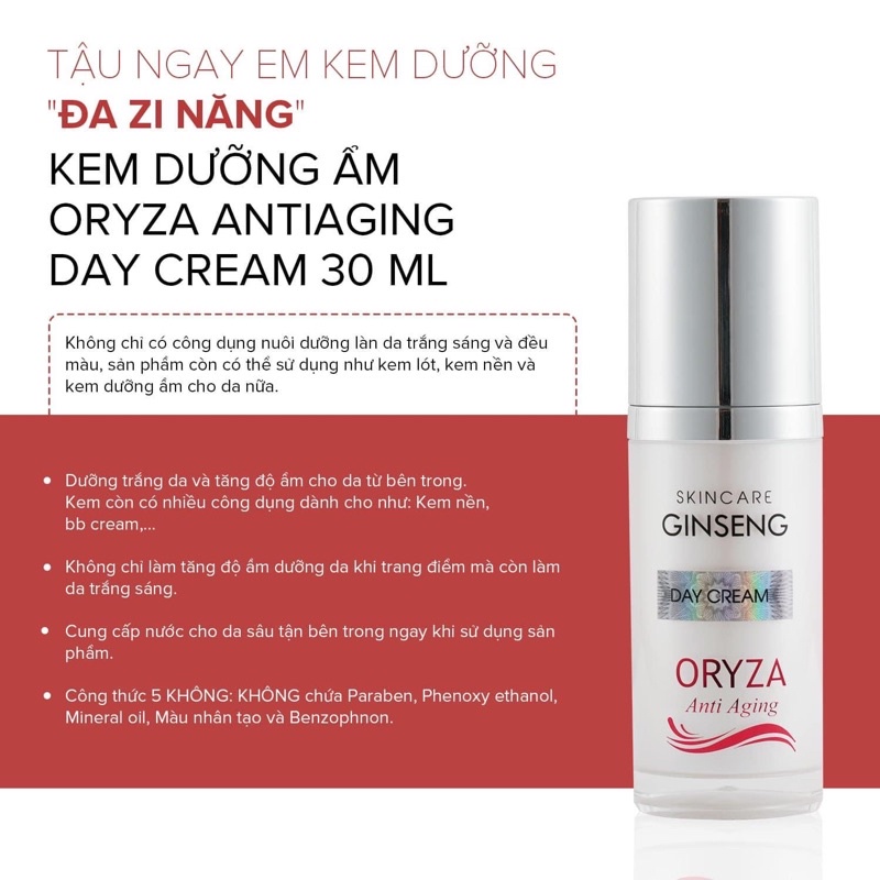 Kem dưỡng Oryza đêm, dưỡng trắng cấp ẩm cho da 30ml