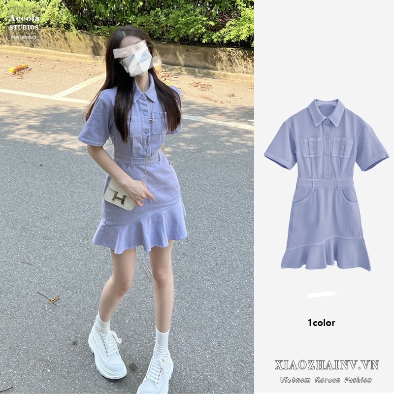 Đầm denim Đuôi Cá Phong Cách Thời Trang Hàn Quốc Dành Cho Nữ