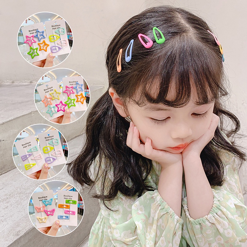 Set 6 Kẹp Tóc Kim Loại Nhỏ Xinh Phong Cách Hàn Quốc Cho Bé Gái