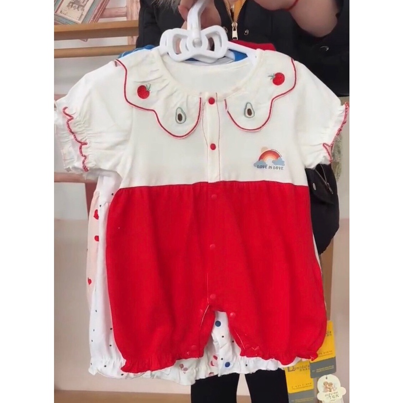 Body đùi CỔ SEN TRẮNG cho bé gái 3-24 tháng - Bộ liền thân cotton mát cho bé gái