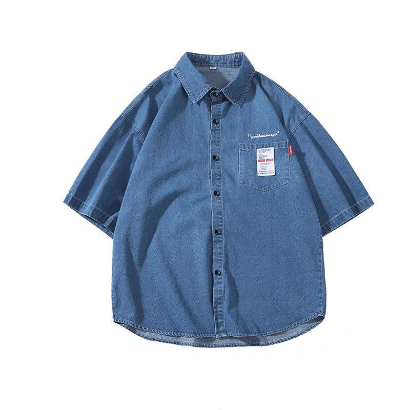Áo Sơ Mi Denim Tay Ngắn Thời Trang Dành Cho Nam Và Nữ