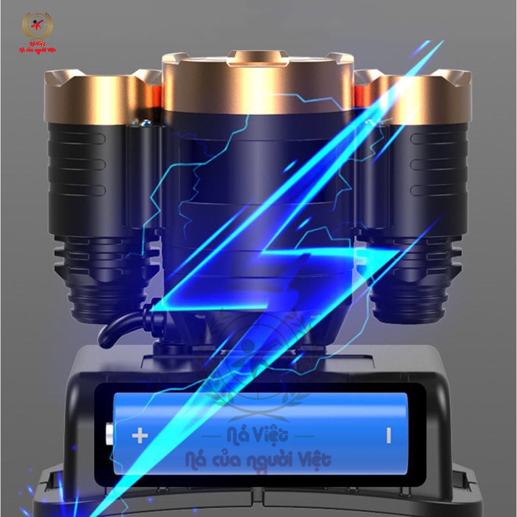 Đèn pin siêu sáng đội đầu gồm 5 bóng đèn, siêu sáng, sản phẩm bền bỉ theo thời gian, có thể chống nước [YPX7]