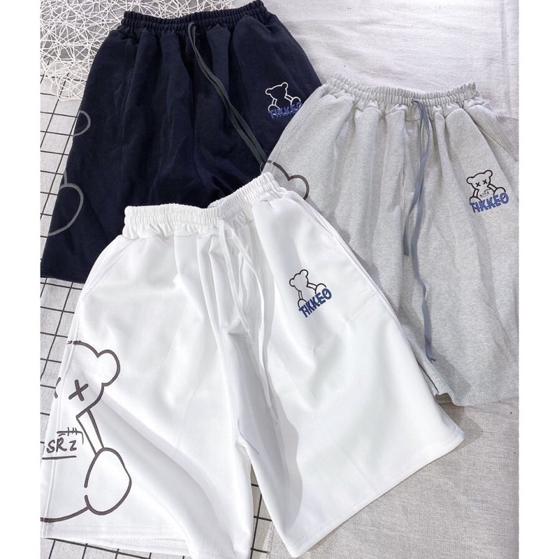 Quần Đùi Ngắn Ống Rộng Nam Nữ Unisex Rubystore,Quần Sooc Vải Lưng Thun In Hình Hoạ Tiết Hot