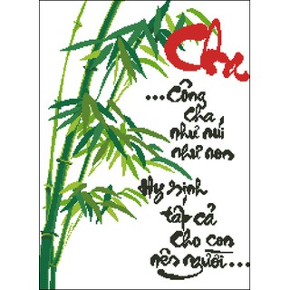 Tranh thêu chữ thập Công cha như núi thái sơn < IST114 > chưa thêu