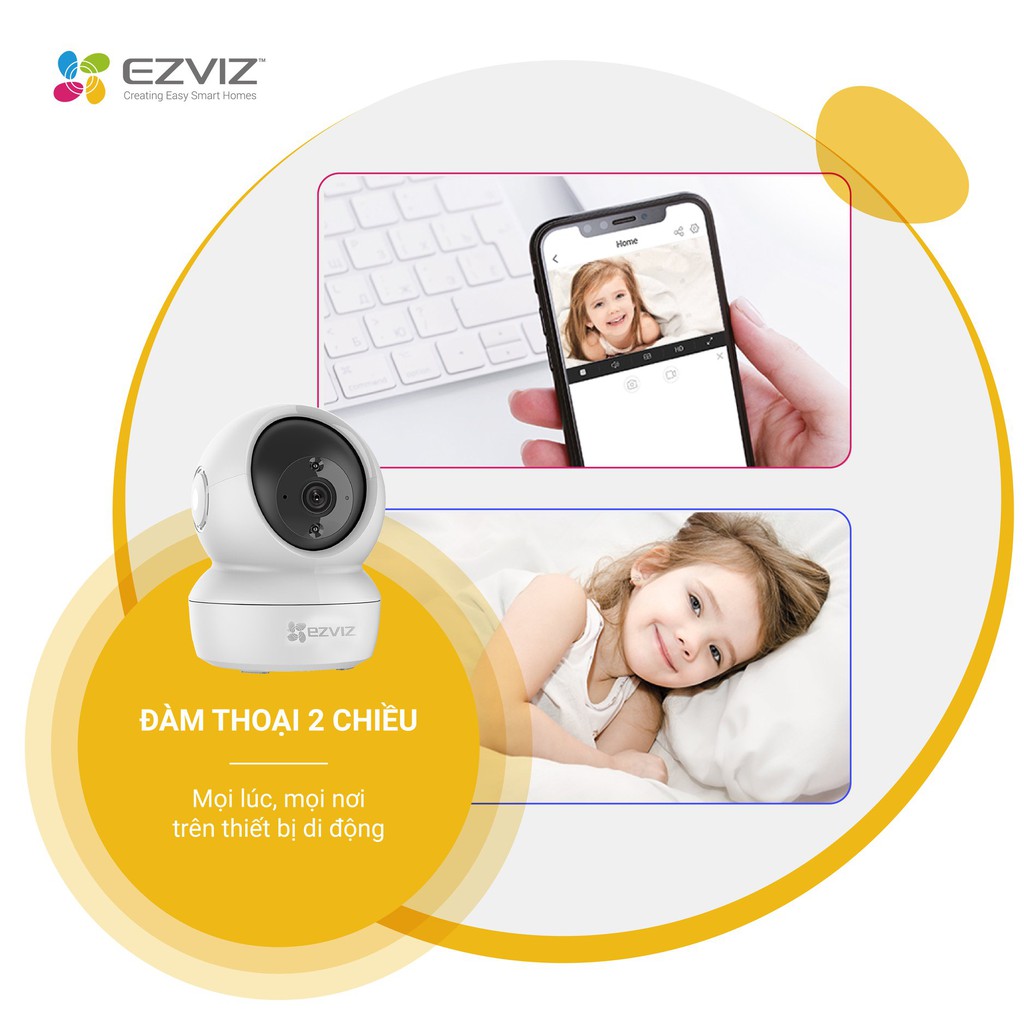 [Giảm 10% tối đa 150K]+[MUA 2 TẶNG 1 QUÀ] Camera Wifi EZVIZ C6N 1080p 2mp hàng chính hãng,xoay 360 trong nhà