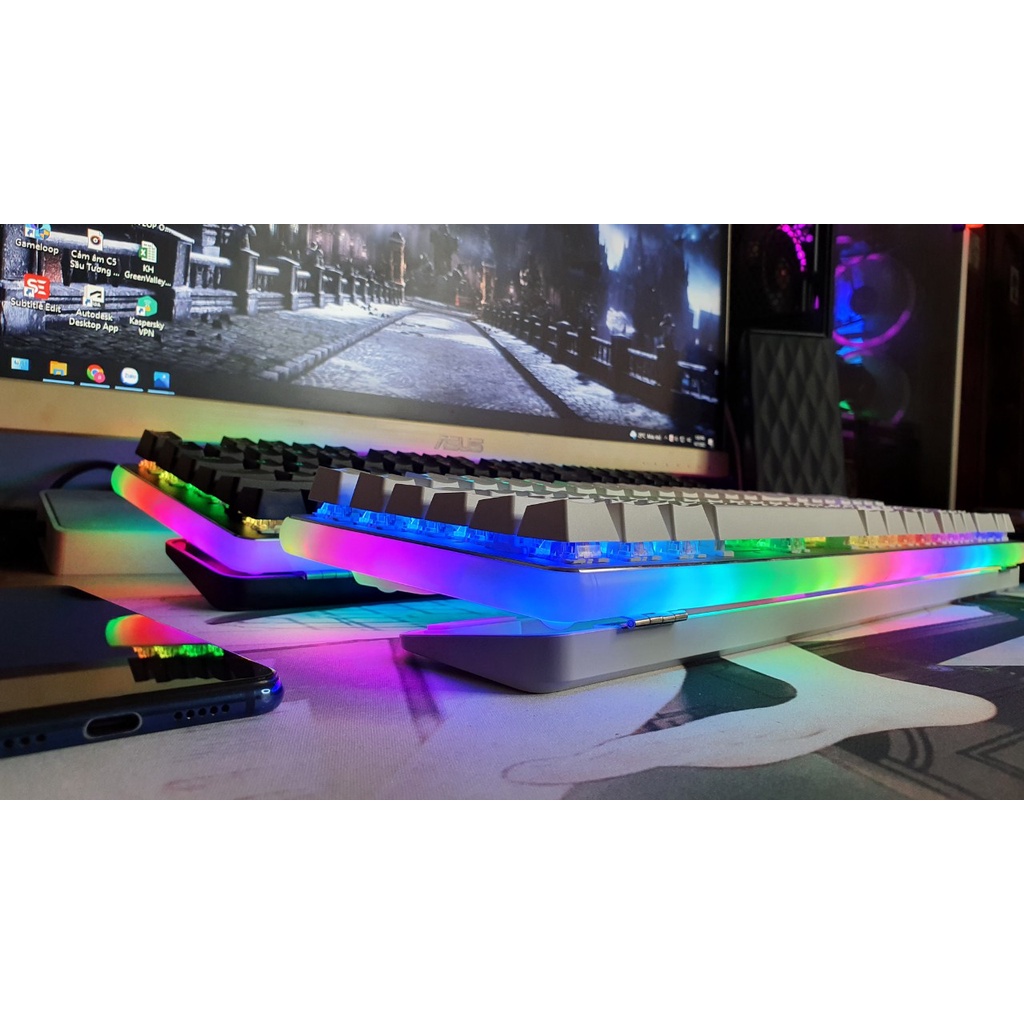 Bàn Phím cơ Royal Kludge RK918 RGB Led viền Pro . Phím cơ Gaming rk 918_CHÍNH HÃNG