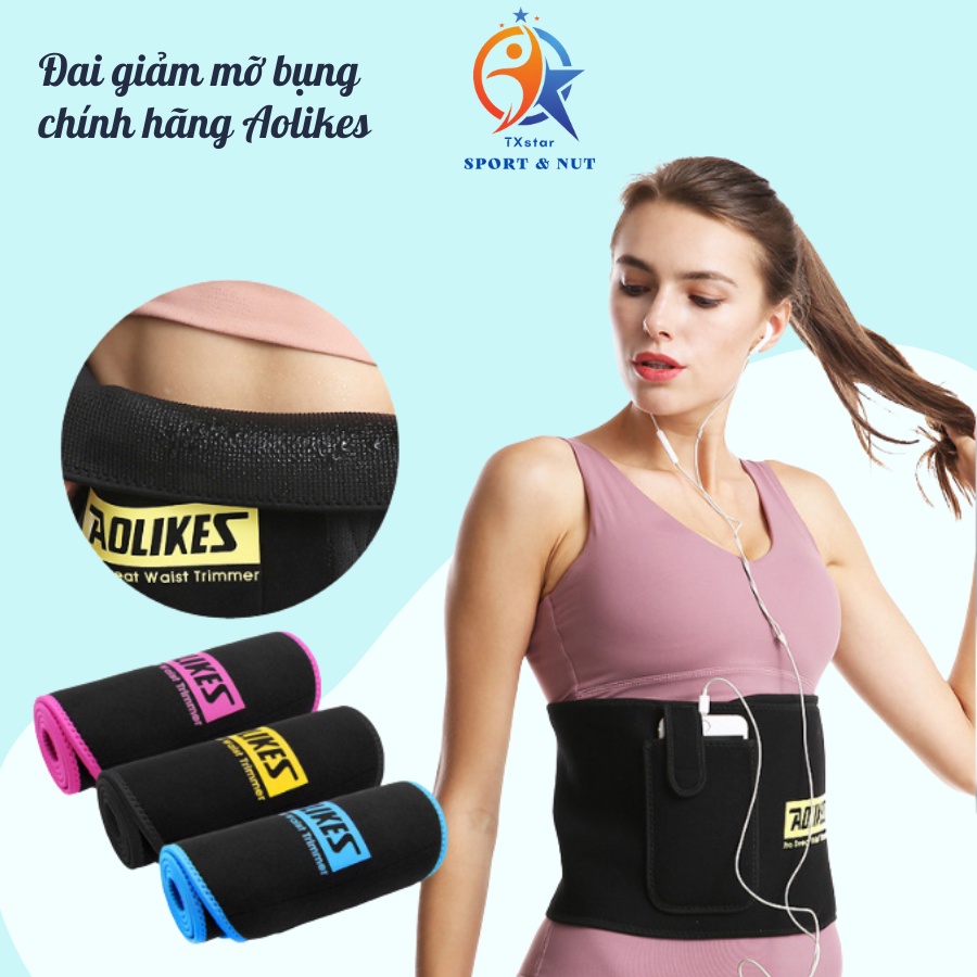 Đai đeo giảm mỡ bụng nữ tập gym yoga hiệu quả mẫu mới có túi Aolikes