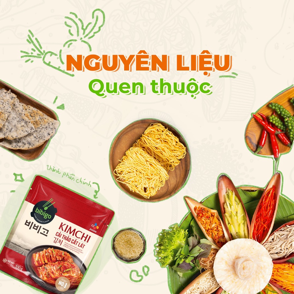 Kimchi cải thảo cắt lát Bibigo túi 100G