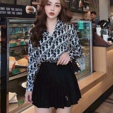 áo sơ mi tay dài họa tiết di sang chảnh ảnh thật hot hit