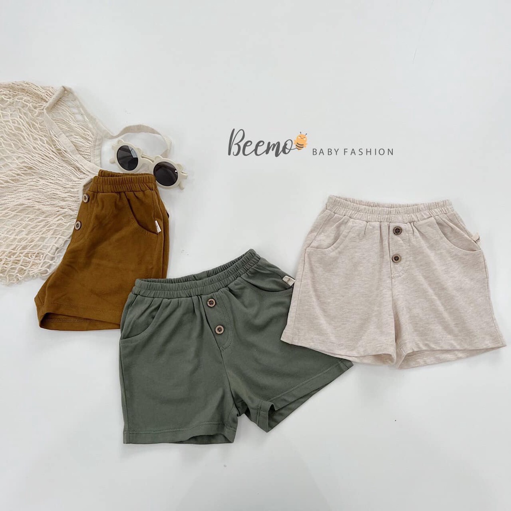 Bộ cotton đính cúc cộc tay Beemo cho bé