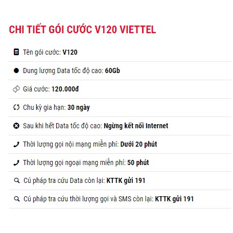 SIM VIETTEL Gói V120 ĐẦU 09 - Tặng 2Gb Tốc Độ Cao + 20 Phút Nội Mạng/Ngày & 50 Phút Ngoại Mạng/Tháng