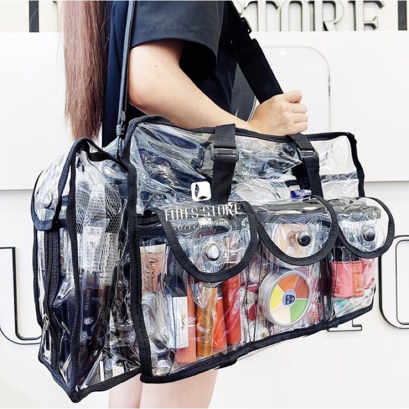 Túi Trong Lớn Đựng Mỹ Phẩm Và Máy Làm Tóc Nhiều Ngăn Màu Trắng [KT 39x15,5x18cm]