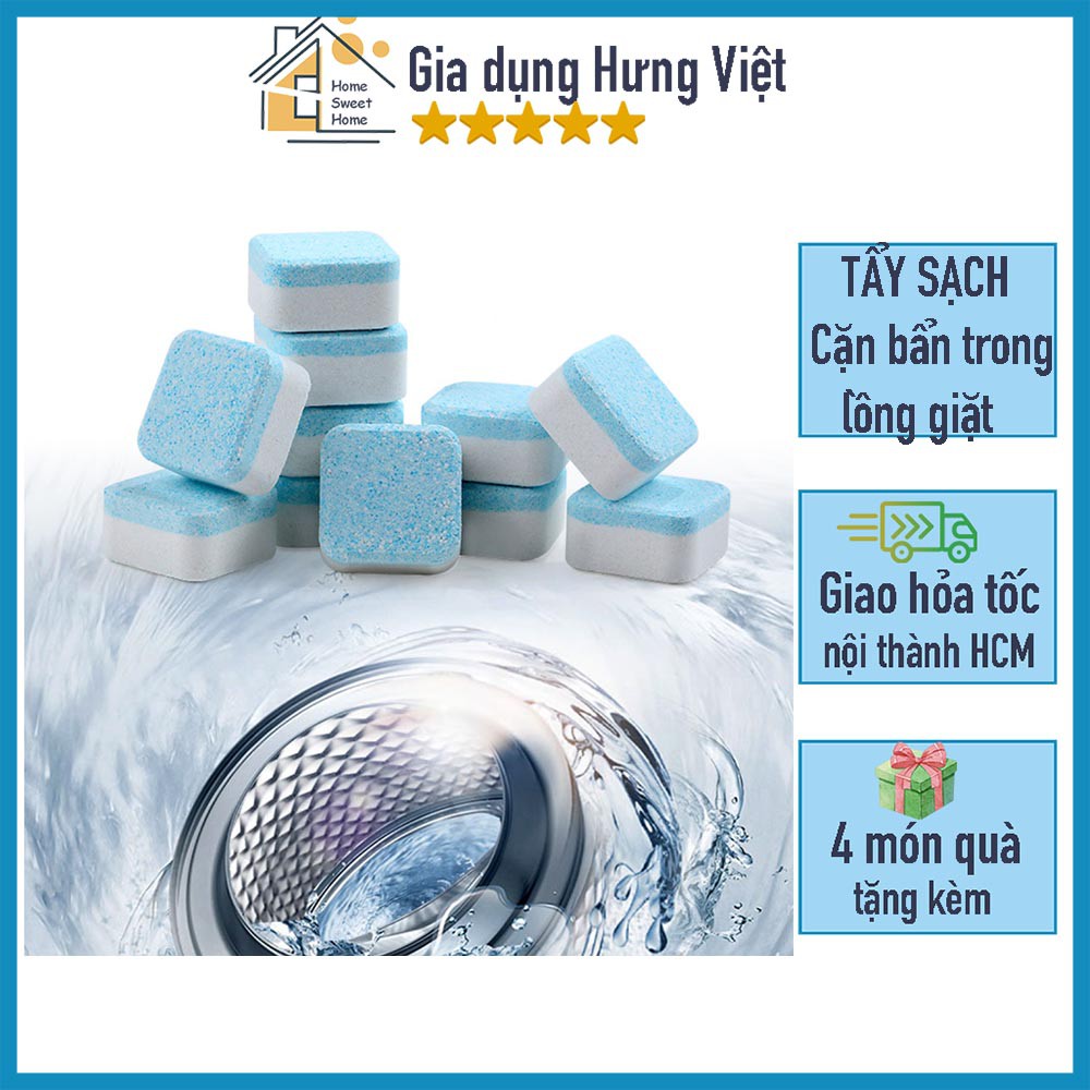 2 Viên tẩy lồng giặt, vệ sinh lồng giặt, loại bỏ cặn, màng bám trong lồng giặt [VIÊN TẨY]