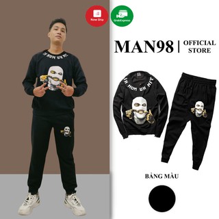 [Mã TONG6666 giảm 10% đơn 200k] Đồ Bộ Nỉ Nam Cổ Tròn Mikenco, Bộ Nỉ Thể Thao Nam Thu Đông Cao Cấp M14