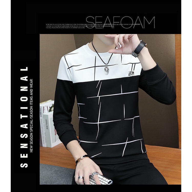 Áo Thun Dài Tay Giả 2 Lớp Phong Cách Hàn Quốc Dành Cho Nam Giới