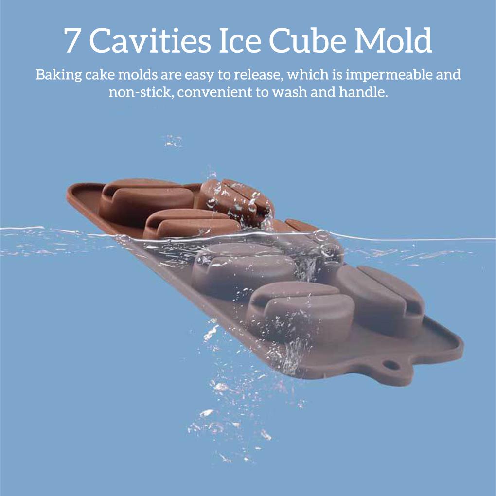 7 Cavities Ice Cube Mold Coffee Bean Silicone Chocolate Tray Reusable Home Kitchen Baking Mould Accessories Gifts