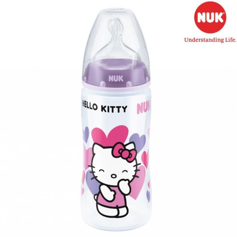 Bình sữa NUK Hello Kitty Premium choice+ nhựa PP núm ti S1 - M 150ml, 300ml