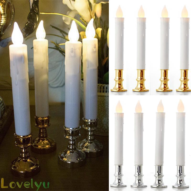 Bộ 4 bóng đèn Led giả nến dùng trang trí ngoài trời / sinh nhật / Giáng Sinh