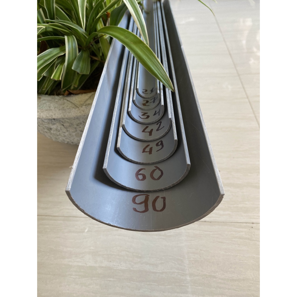 Bộ ống nhựa tròn kéo chỉ 7 cái  21, 27, 34, 42, 49, 60, 90 được cắt từ ống thoát nước PVC đệ nhất dài 56cm