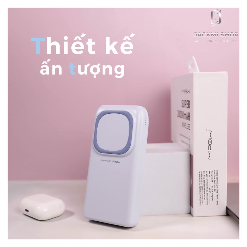 [HÀNG CHÍNH HÃNG] Sạc dự phòng kiêm sạc không dây iPhone MIPOW Power Cube 20000 PD 18W/ QI 10W Wireless Charge