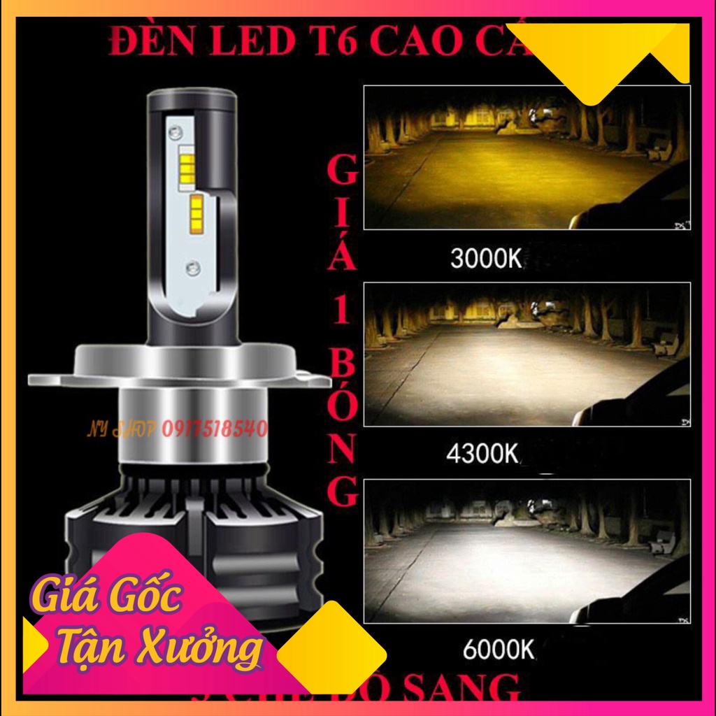 ĐÈN LED T6 ĐỔI 3 CHẾ ĐỘ SÁNG (VÀNG , ÁM VÀNG, TRẮNG ) CHÂN H4 GẮN OTO - XE MÁY (GIÁ 1 CHIẾC)  (Ảnh Sp thật)