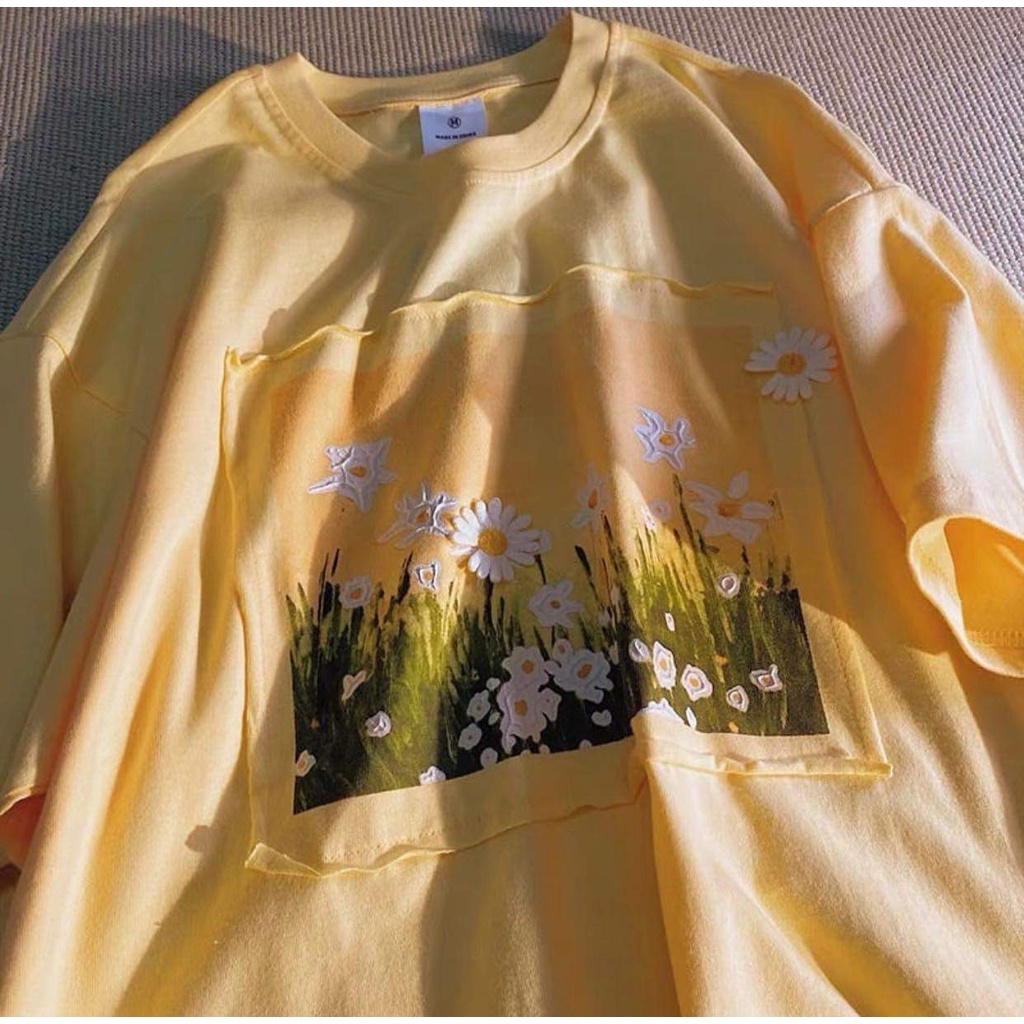 Áo Thun vàng May Hoa [FREESHIP]  Phông ngắn tay lỡ form rộng bánh bèo pastel đẹp cá tính Ulzzang