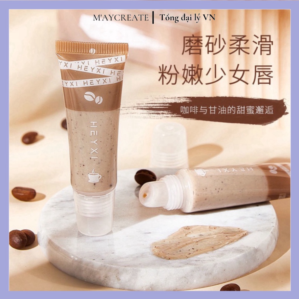 Tẩy tế bào chết môi HEYXI Coffee Lip Scrub 15g dưỡng ẩm HTTBC5