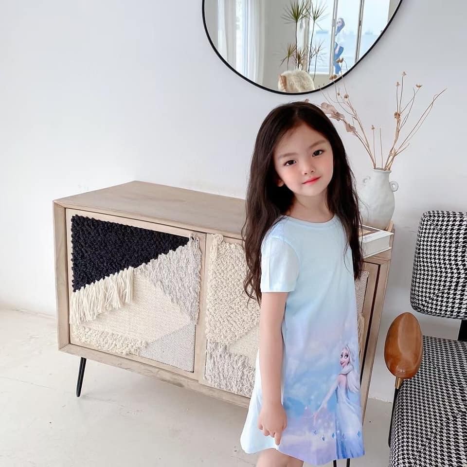 váy elsa xanh sz 100