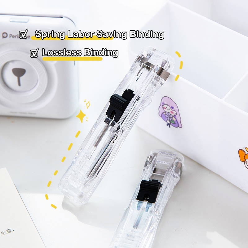 Dụng cụ kẹp giấy trong suốt nhỏ với 8 chiếc nạp đầy Dụng cụ đẩy kẹp kẹp tài liệu Văn phòng phẩm Văn phòng phẩm