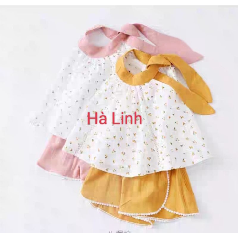 Bộ áo yếm đũi cho bé gái siêu  mát siêu dễ thương.