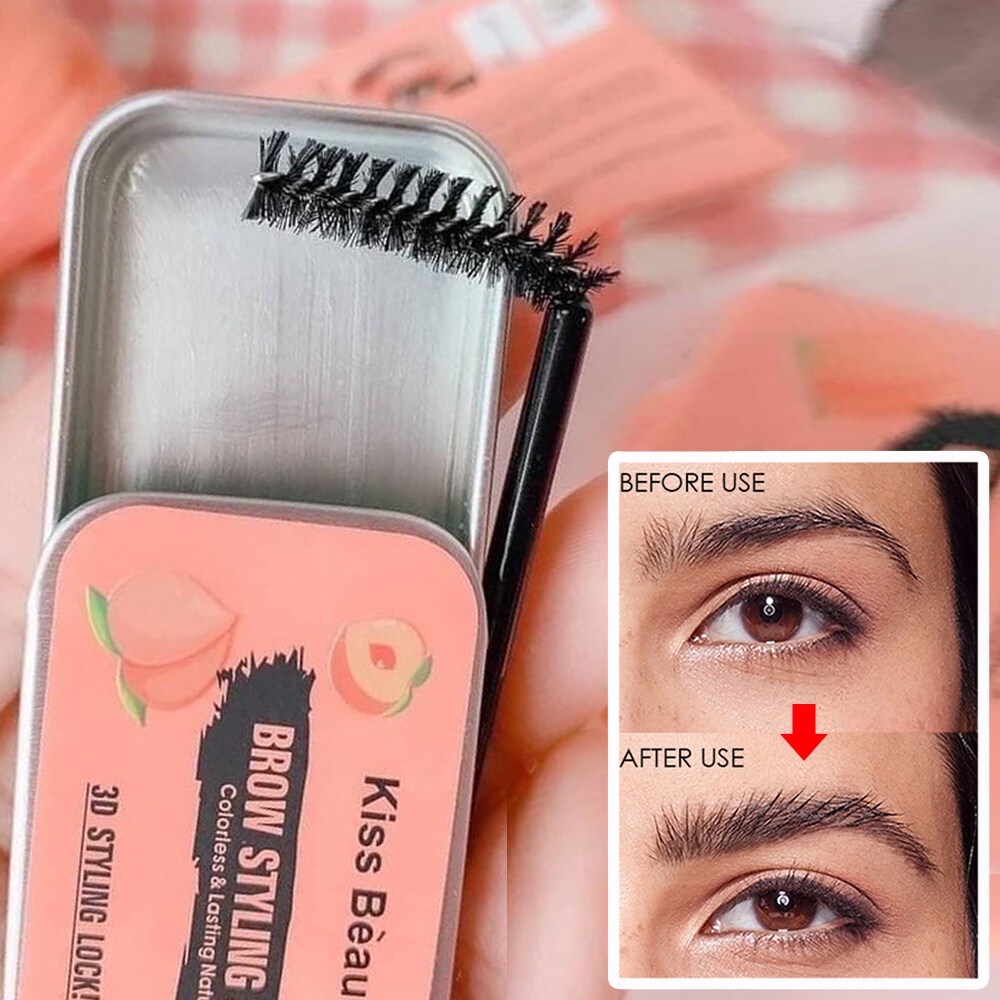 [Hàng mới về] Bộ kem kẻ mày KISS BEAUTY 4D chống thấm nước lâu trôi không nhòe kèm cọ