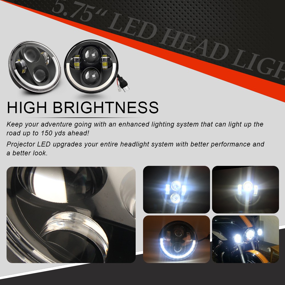 UNI-SHINE 5 3/4 &quot;5,75 Halo Máy chiếu tròn Đèn pha LED Đầu chùm kín