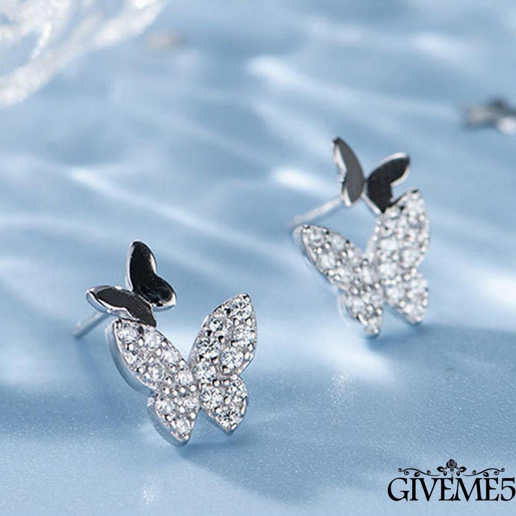 Đôi khuyên tai hình bướm đính kim cương giả thời trang cho nữ