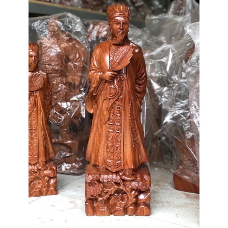 Tượng khổng minh gia cát lượng gỗ hương cao 50cm