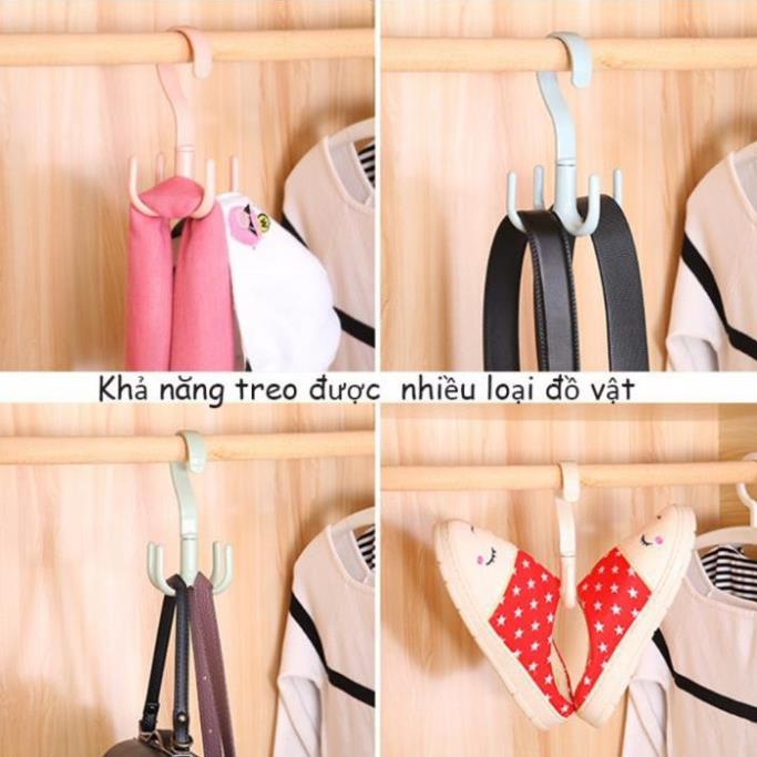 Set 2 Móc nhựa đa năng❤️𝑭𝑹𝑬𝑬𝑺𝑯𝑰𝑷❤️Móc Treo đồ Đa Năng 4 Chân Xoay 360 Độ