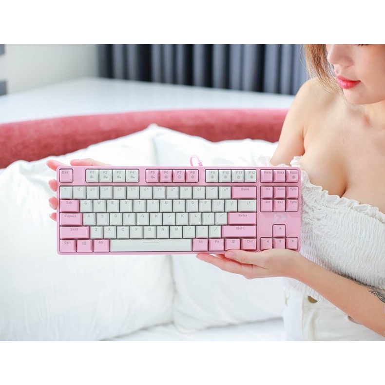Bàn phím cơ DareU EK87 Pink White