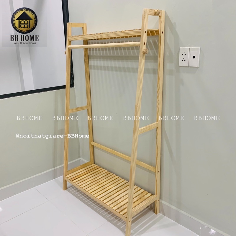 GIÁ TREO QUẦN ÁO ĐA NĂNG GỖ THÔNG MỸ - BBHOME (160 x 90cm)