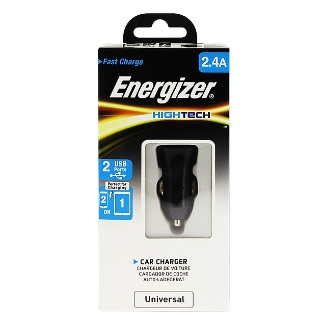 Sạc Xe Hơi Energizer 2 Cổng 2.4A - DCA2BHBK3 - Hàng Chính Hãng