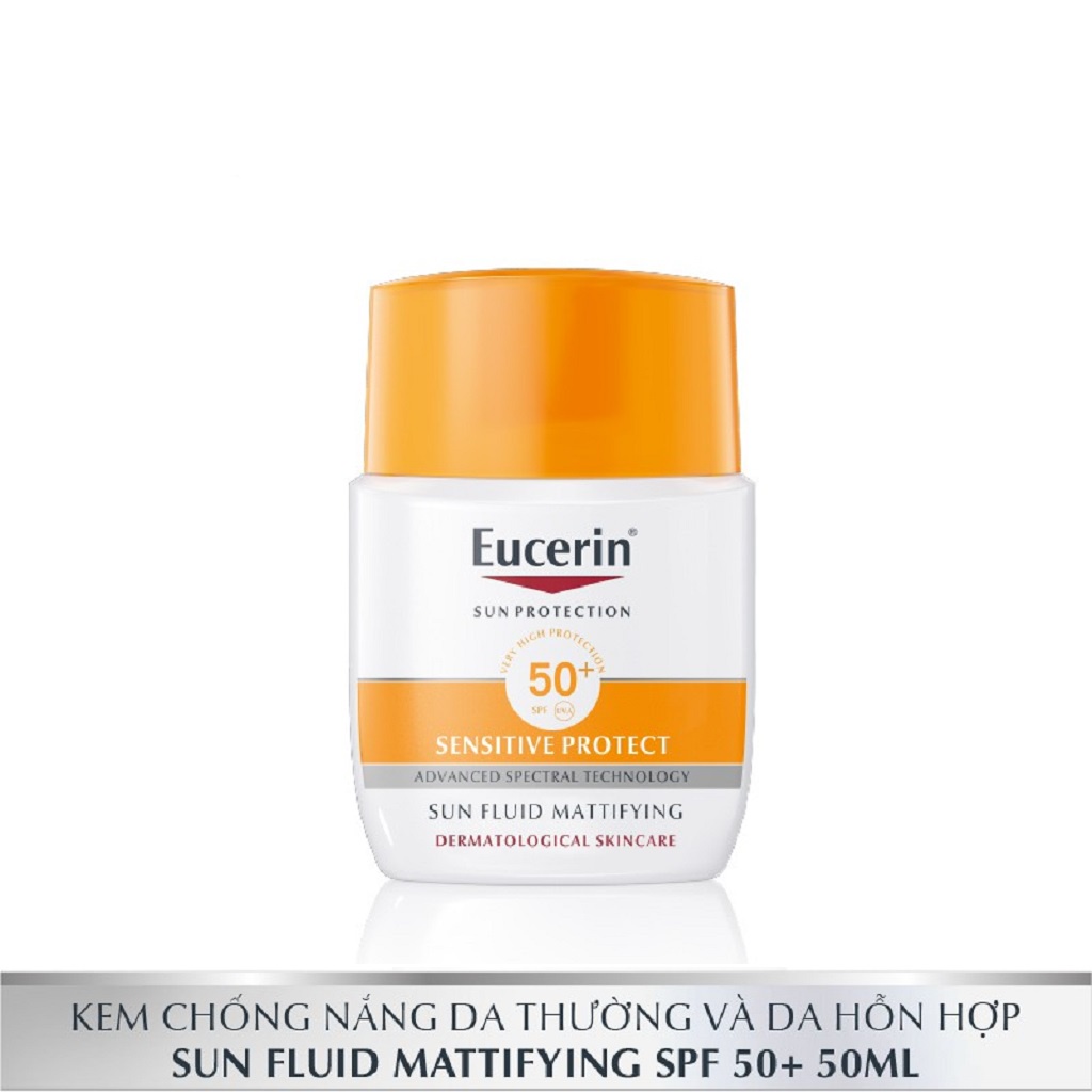 Kem Chống Nắng Không Gây Nhờn Rít Cho Da Thường Và Da Hỗn Hợp Eucerin Sun Fluid Mattifying Face SPF50+ 50ml - 63840