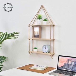 Kệ treo trang trí hạt gỗ 2 tầng