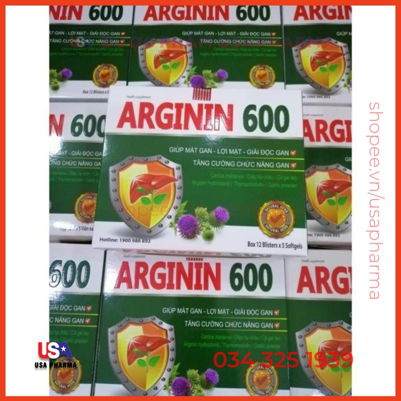 Viên uống ARGININ 600 Giúp tăng cường chức năng gan - HỘP 60 VIÊN